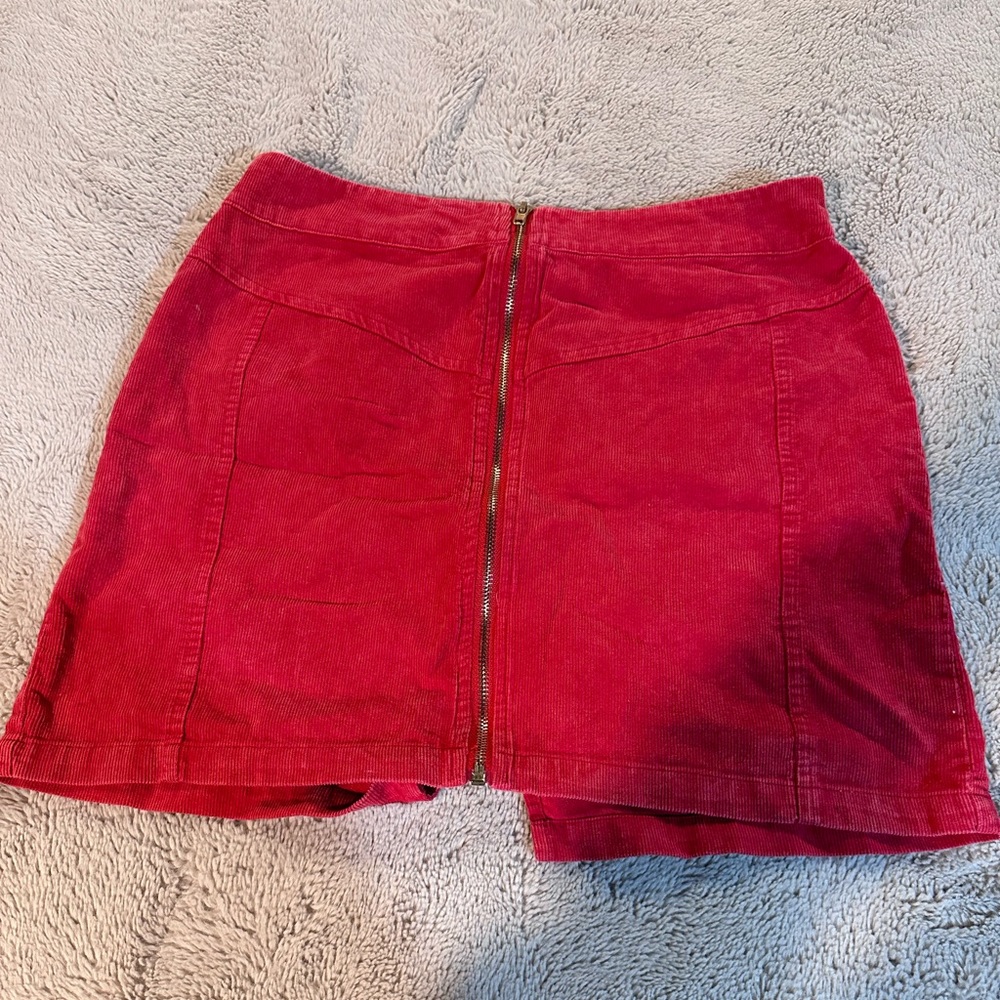 Red corduroy Jean Skirt worn once